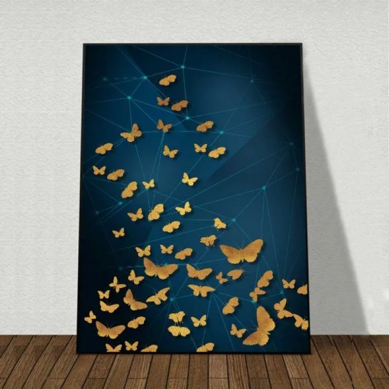 Tranh bộ trừu tượng đàn cá, đàn chim và đàn bướm