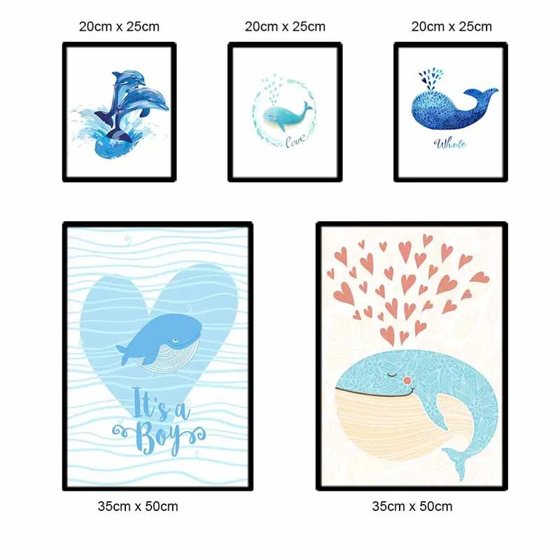 Tranh canvas cá voi và cá heo