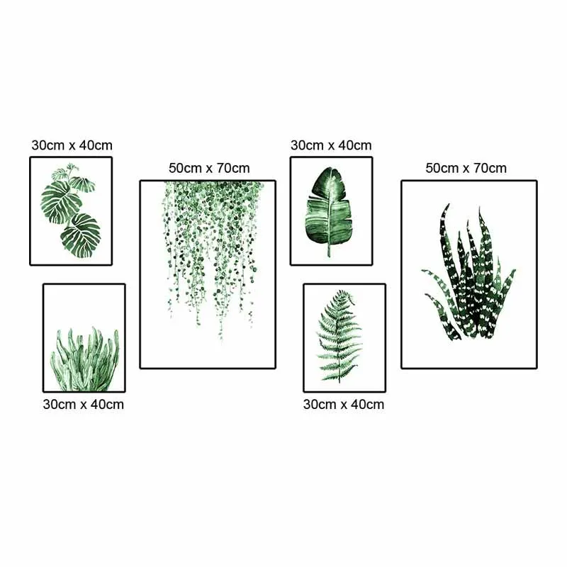 Tranh canvas các loại lá cây nhiệt đới