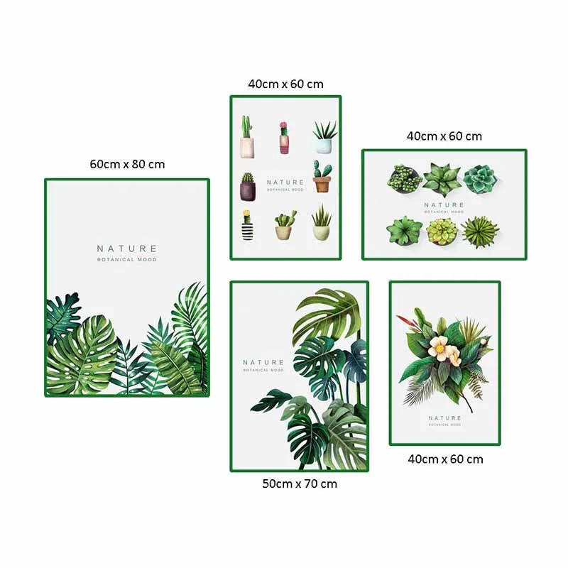 Tranh Bắc Âu Scandinavian lá cây nhiệt đới