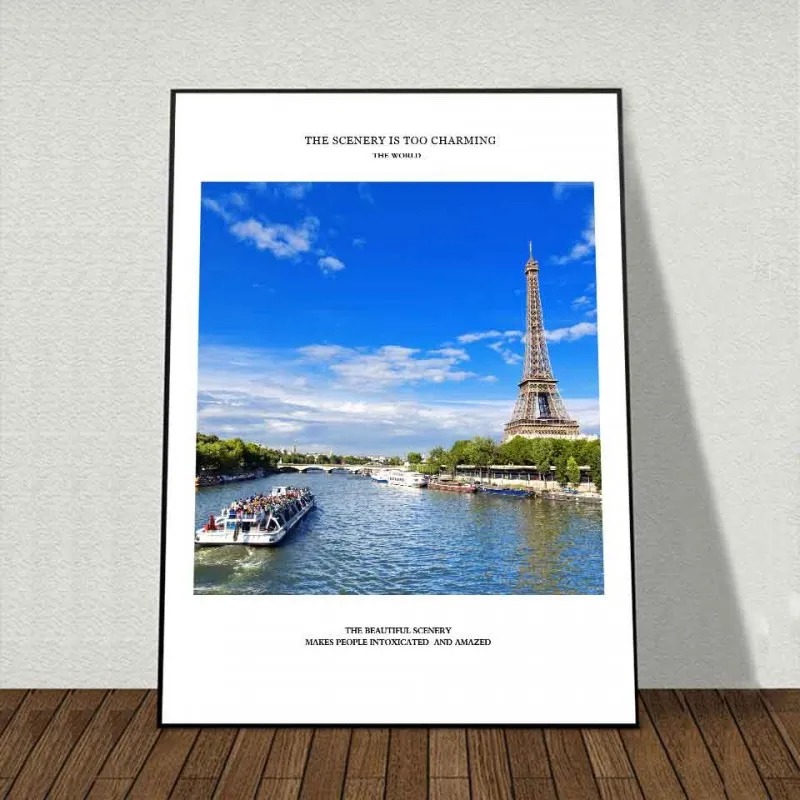 Tranh canvas 5 bức tranh kiến trúc tháp Eiffel, Paris, Pháp