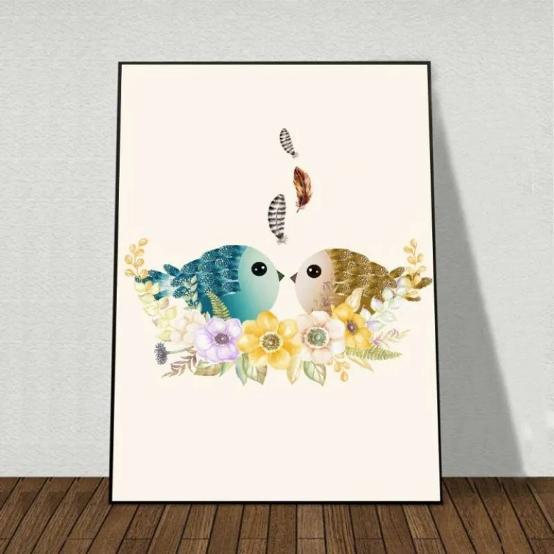 Tranh đàn chim ngộ nghĩnh dễ thương