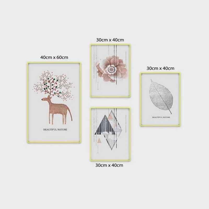Tranh Scandinavian nail, hoa, lá cây trừu tượng