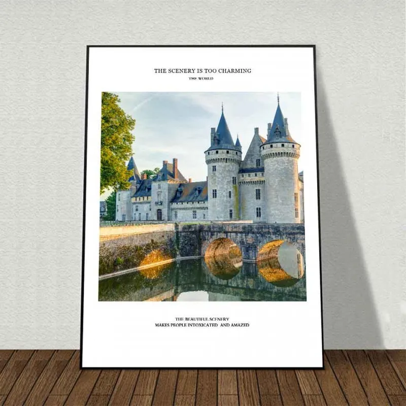 Tranh canvas kiến trúc cung điện Westminster, lâu đài Sully-sur-Loire