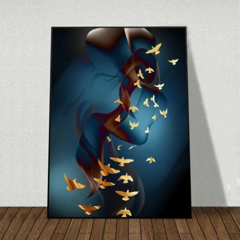 Tranh trừu tượng chim cá và bướm