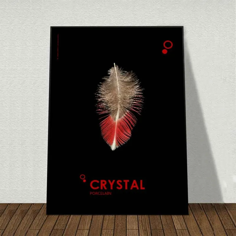 Tranh canvas lông chim trừu tượng kết hợp chữ hiện đại