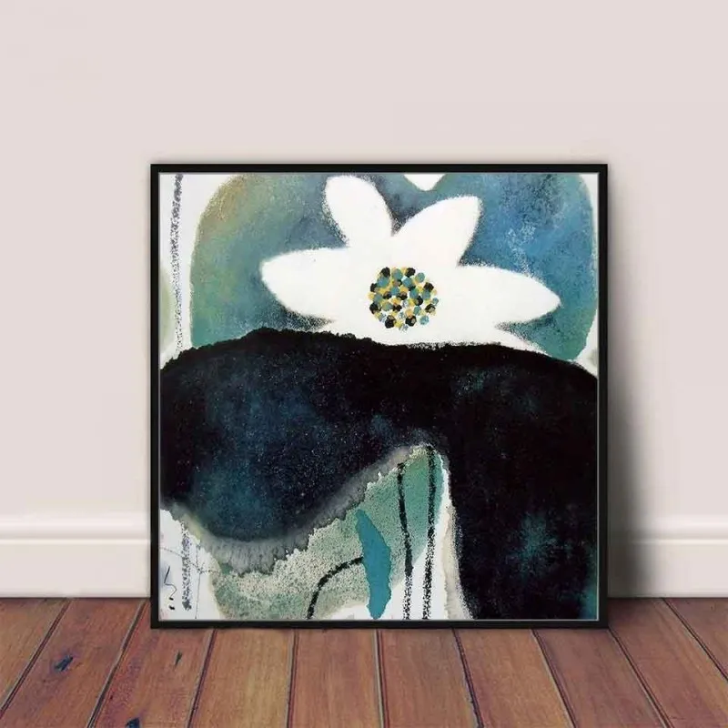 Tranh canvas hoa sen theo phong cách mực Tàu Trung Quốc