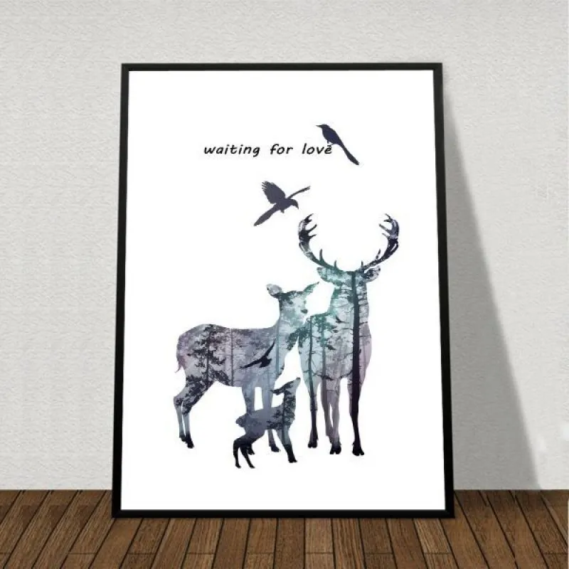 Tranh đàn nai trừu và cây khô tượng