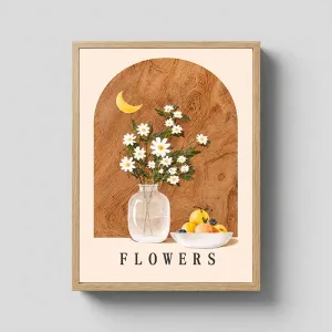Bộ 3 Tranh Canvas Hoa Trắng Và Bình Hoa Tĩnh Vật Phong Cách Boho Nghệ Thuật