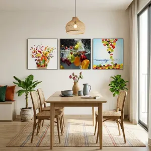 Bộ 3 Tranh Canvas Trái Cây Rau Củ Tươi Mát Nghệ Thuật Splash