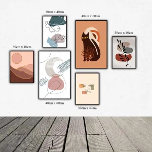 Bộ 6 Tranh Canvas Phong Cách Boho Trừu Tượng
