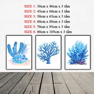 Bộ 3 Tranh Canvas Rạn San Hô Đại Dương Xanh