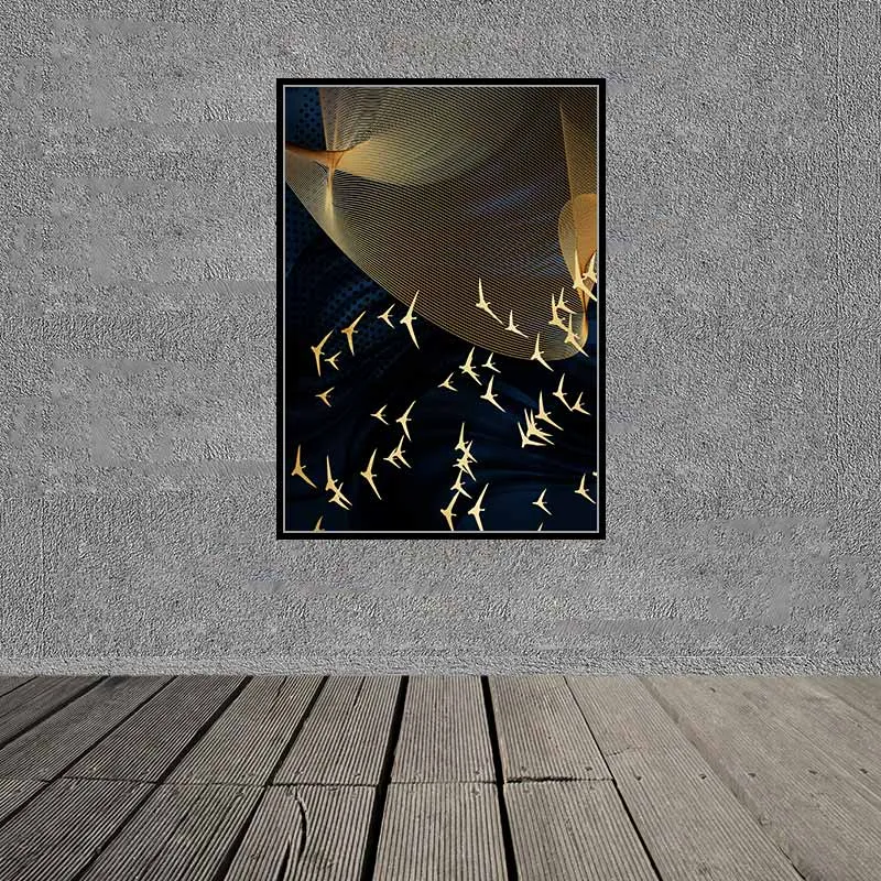 Tranh đàn chim trên nền trừu tượng