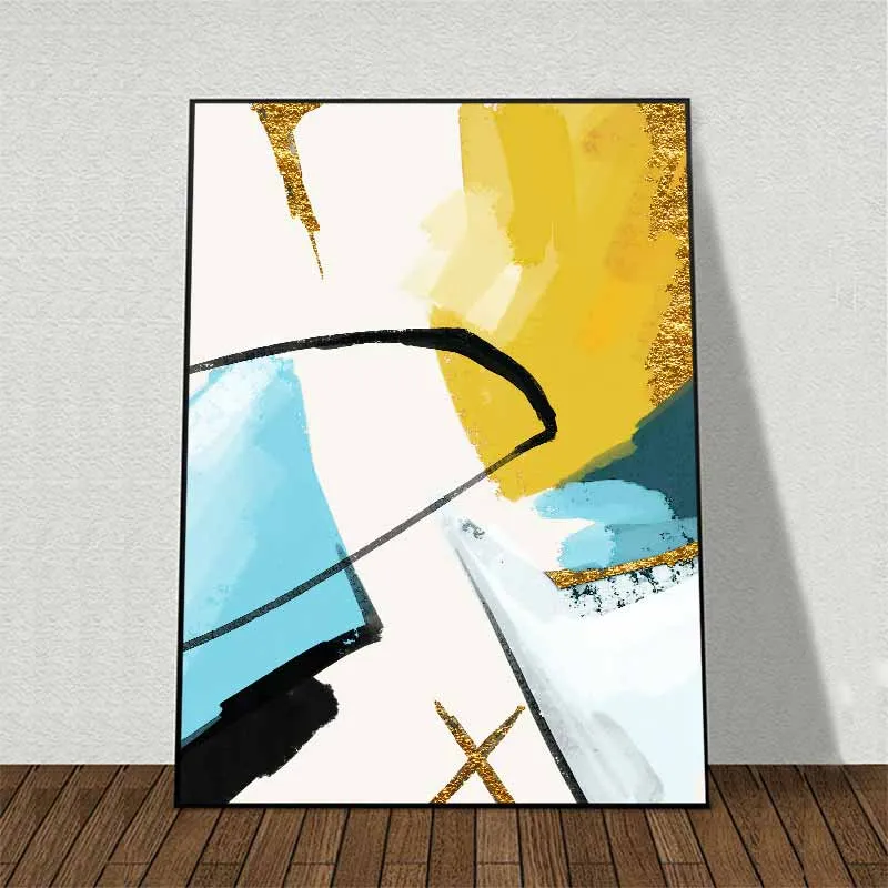 Tranh trừu tượng sắc vàng và xanh