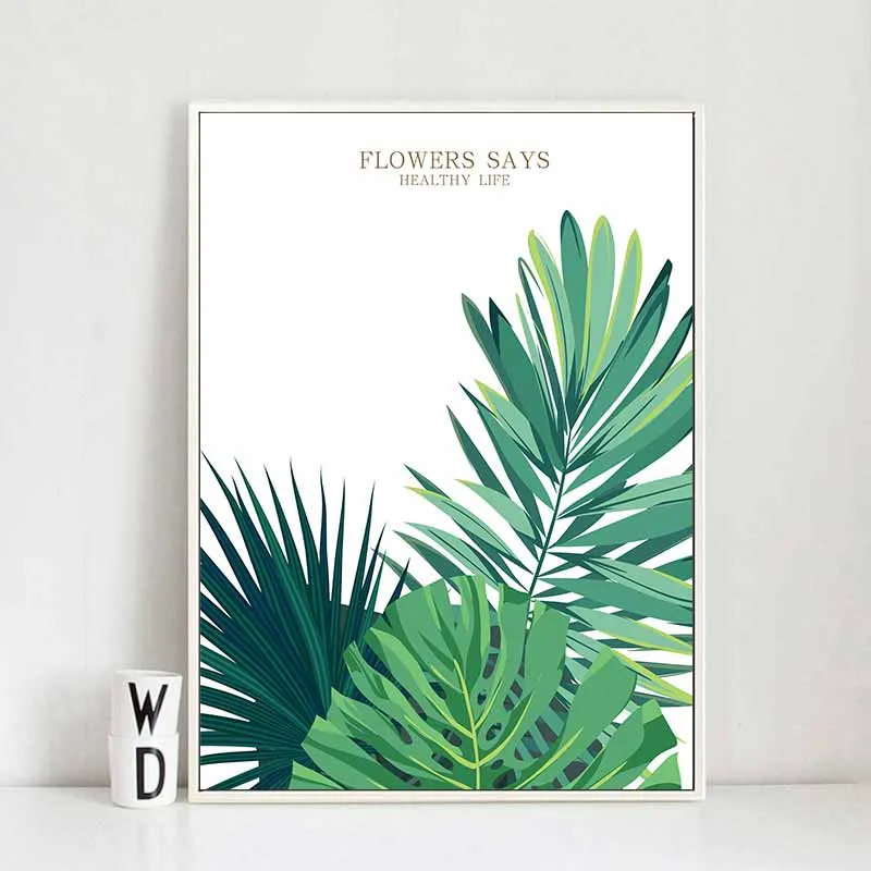 Tranh canvas lá cây nhiệt đới lá cọ dừa