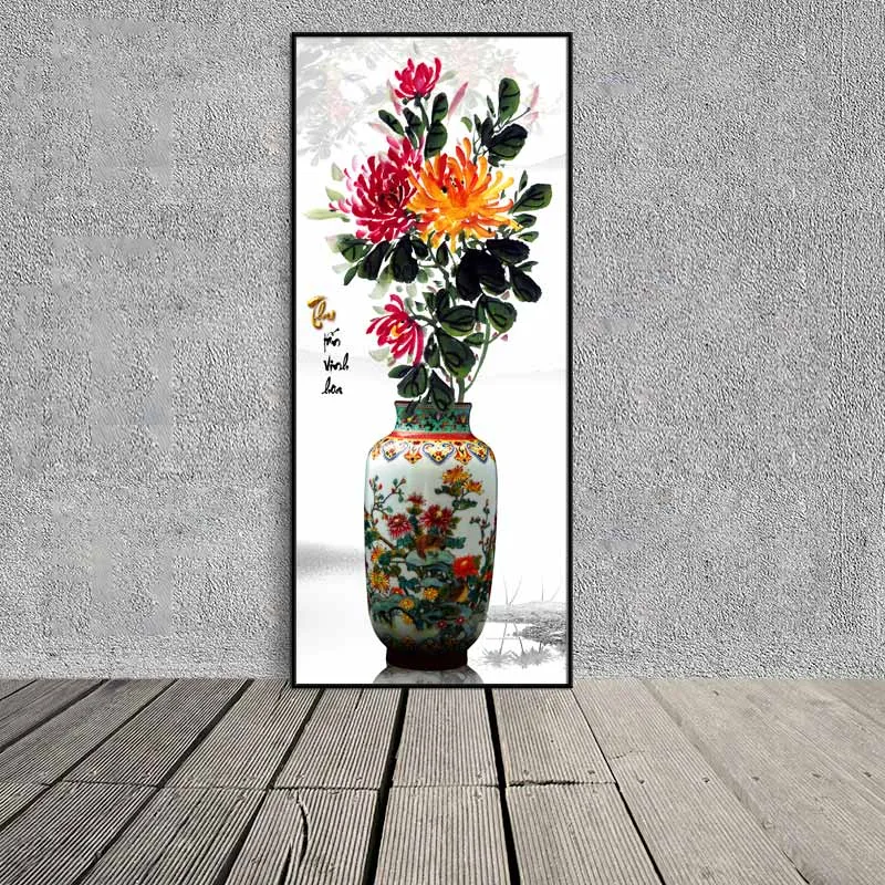 Tranh bình Tứ quý Đào Lan Cúc Trúc phong thủy