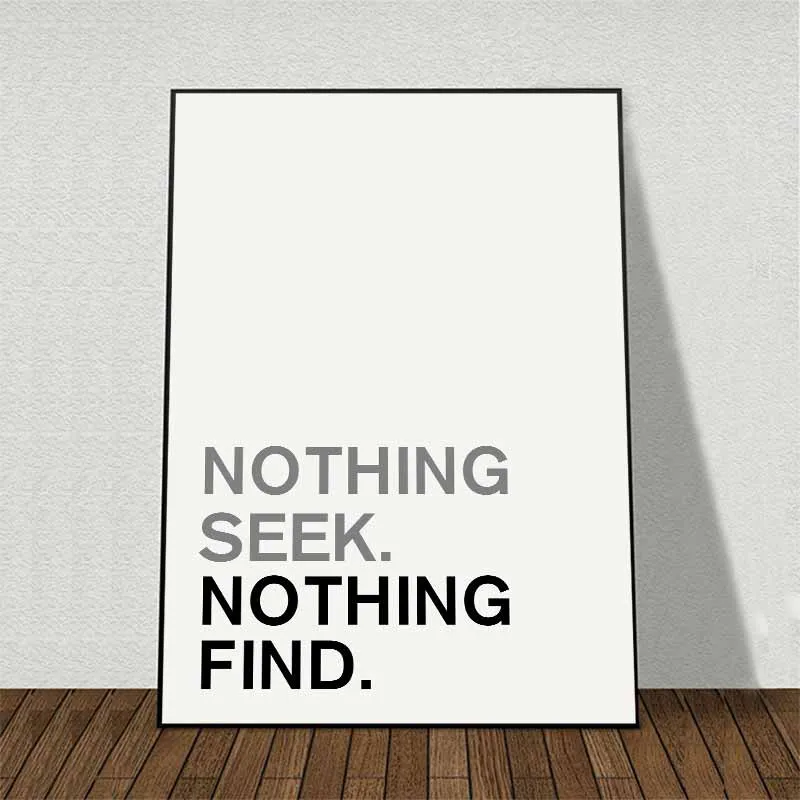 Tranh lá cây nhiệt đới kết hợp chữ Nothing Seek Nothing Find, Nature Botanical Mood