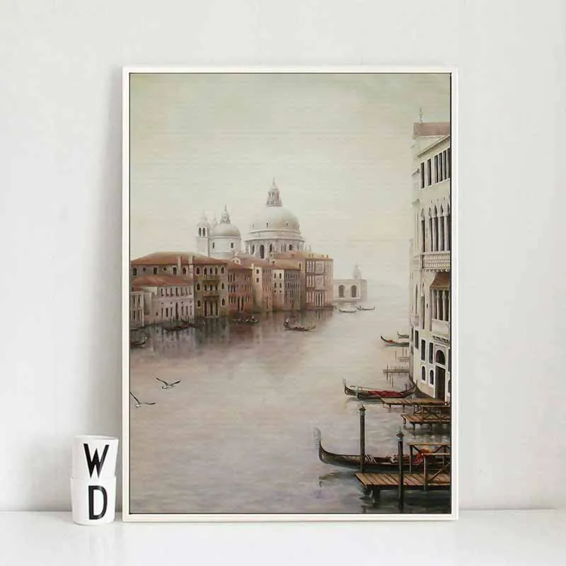 Tranh phong cảnh thành phố trên sông