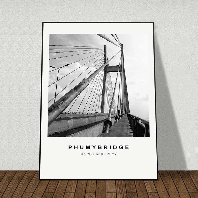 Tranh phong cảnh cầu Phú Mỹ và tòa nhà Bitexco