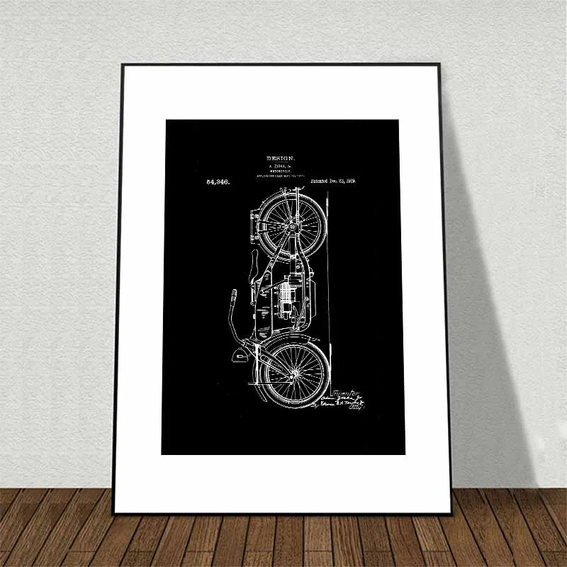 Tranh các mẫu thiết kế khoa học bản vẽ đàn guitar, máy ảnh, xe máy, xe đạp