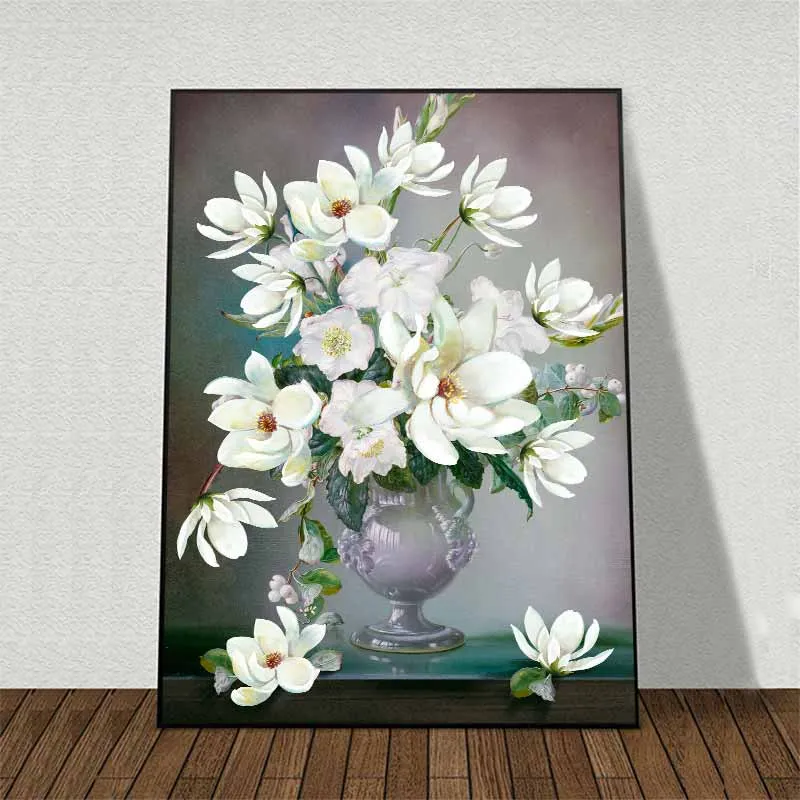 Tranh tĩnh vật hoa hồng trắng