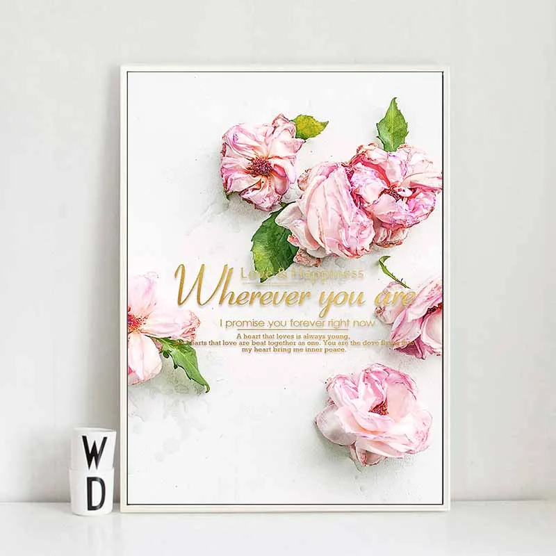 Tranh hoa hồng và chữ Keep life simple