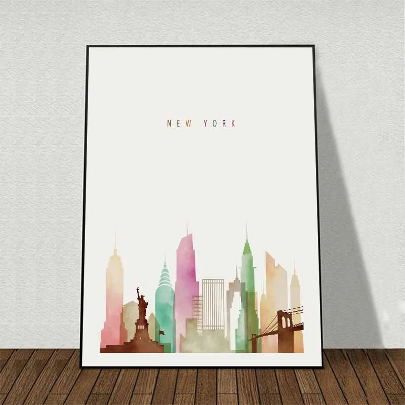 Tranh phong cảnh thành phố Big Ben, London Bridge, New York, Eiffel