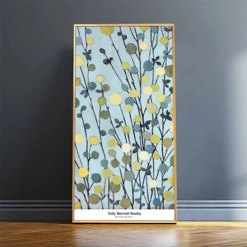 Tranh trừu tượng cây và lá là những chấm tròn nhiều màu sắc