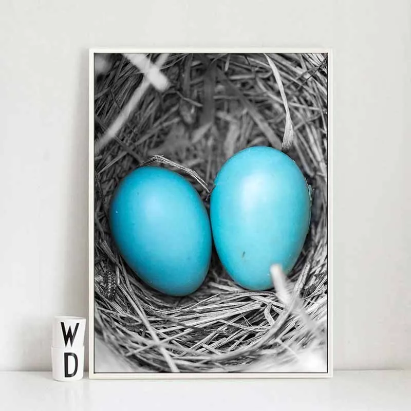 Tranh trứng, chim xanh kết hợp chữ