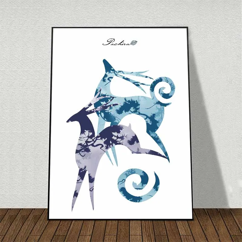 Tranh Nai, Hươu cao cổ cách điệu và cây nhiều màu trừu tượng