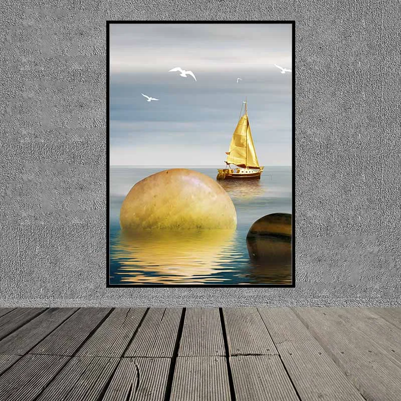 Tranh cánh buồm vàng và những tảng đá phong thủy