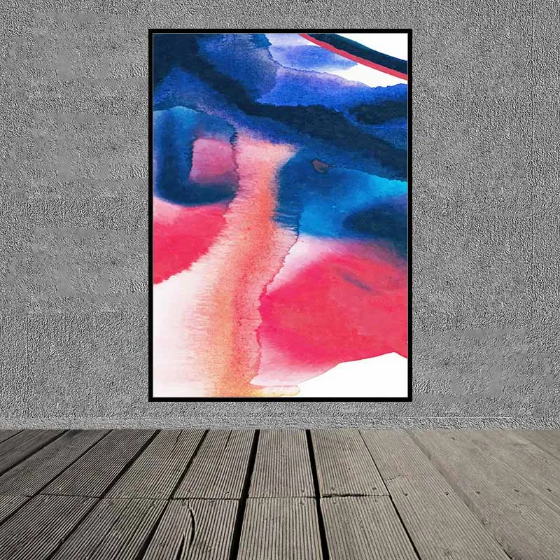 Tranh trừu tượng sắc hồng và xanh tím