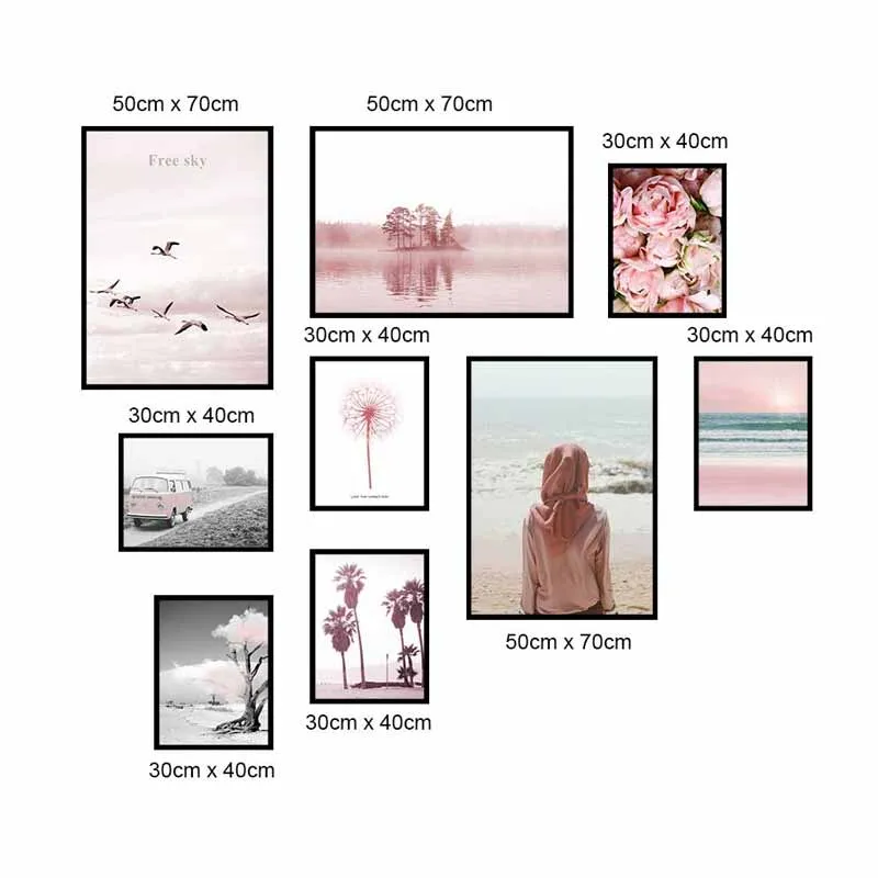 Tranh Scandinavia phong cảnh biển, cô gái