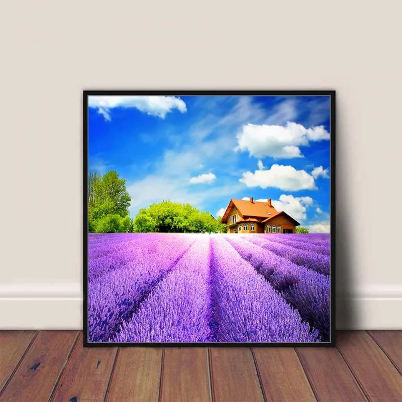 Tranh canvas cánh đồng hoa màu tím