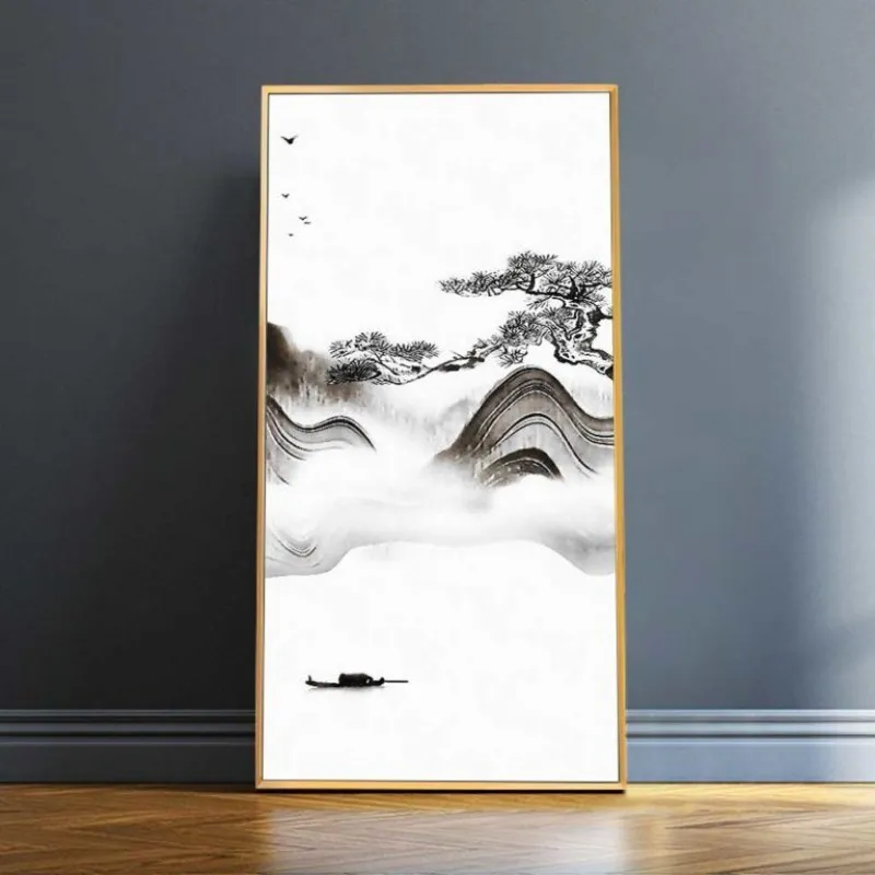 Tranh trừu tượng đồi núi và đàn chim