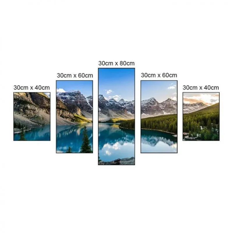 Tranh canvas phong cảnh hồ Moraine và dãy núi lúc hoàng hôn