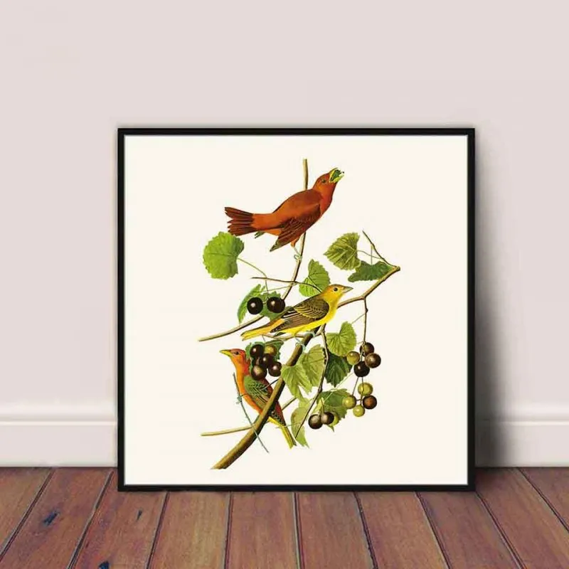 Tranh canvas đàn chim đang ăn hạt