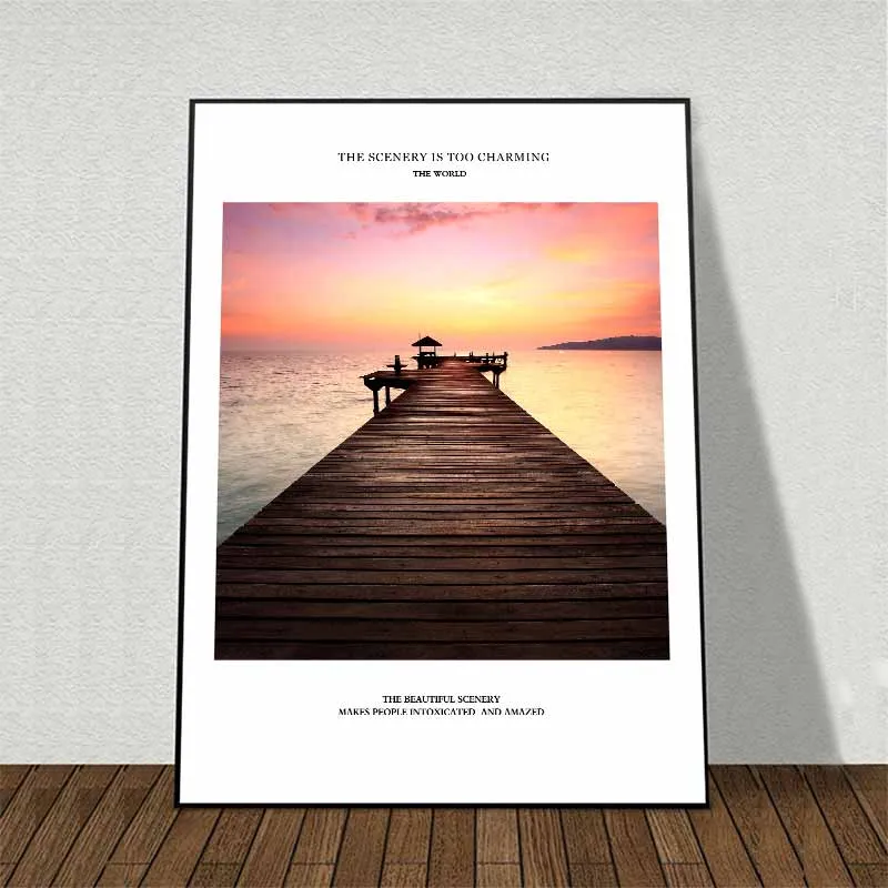 5 bứctranh canvas phong cảnh kiến trúc cầu gỗ