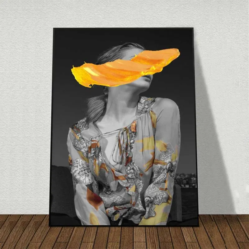 Tranh canvas 5 tấm cô gái trừu tượng