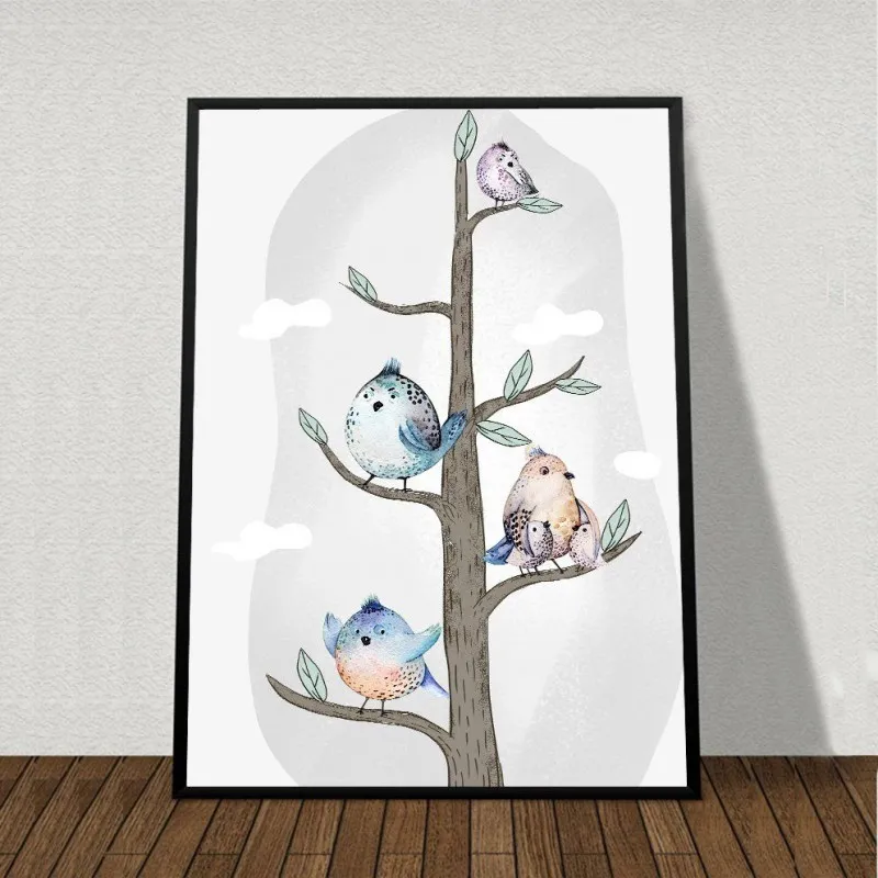 Tranh chim hoạt hình dễ thương