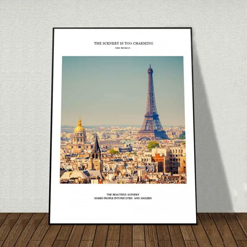 Tranh canvas 5 bức tranh kiến trúc tháp Eiffel, Paris, Pháp