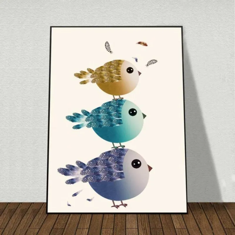 Tranh đàn chim ngộ nghĩnh dễ thương