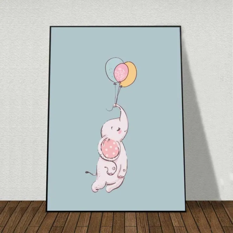 Tranh cáo, nai và voi bay bằng quả bóng bay