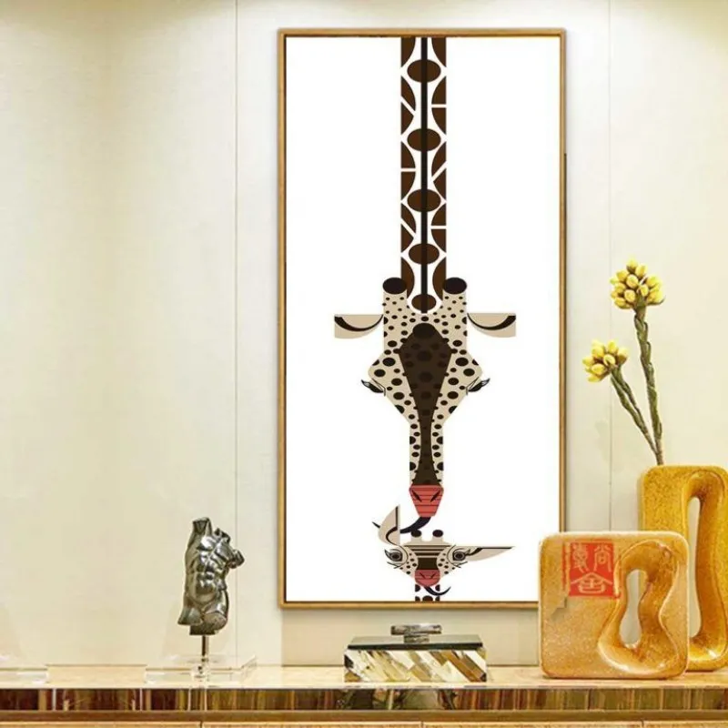 Tranh ngựa vằn và hươu cao cổ trừu tượng ngộ nghĩnh