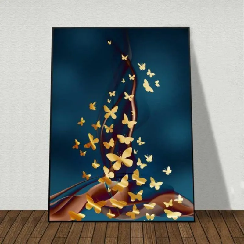 Tranh trừu tượng chim cá và bướm