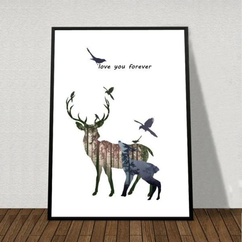 Tranh đàn nai trừu và cây khô tượng