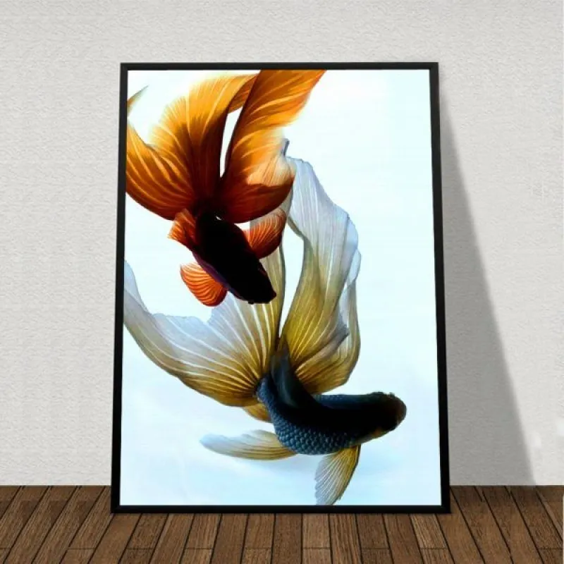 Tranh bộ cá phướng và cá vàng khiêu vũ