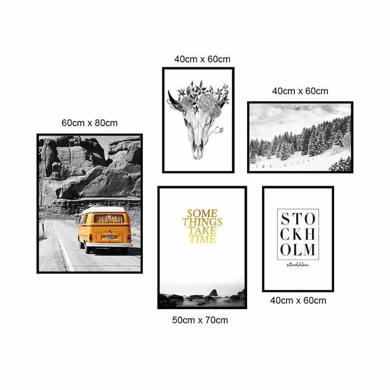 Tranh Scandinavian phong cảnh rừng núi