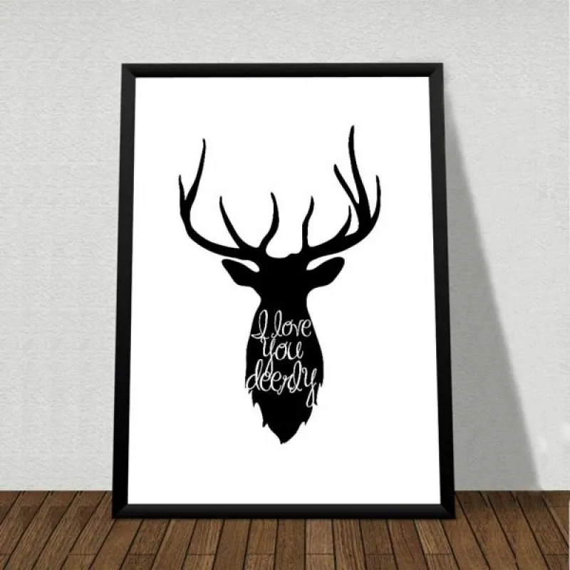 Tranh canvas Scandinavian hươu nai kết hợp chữ