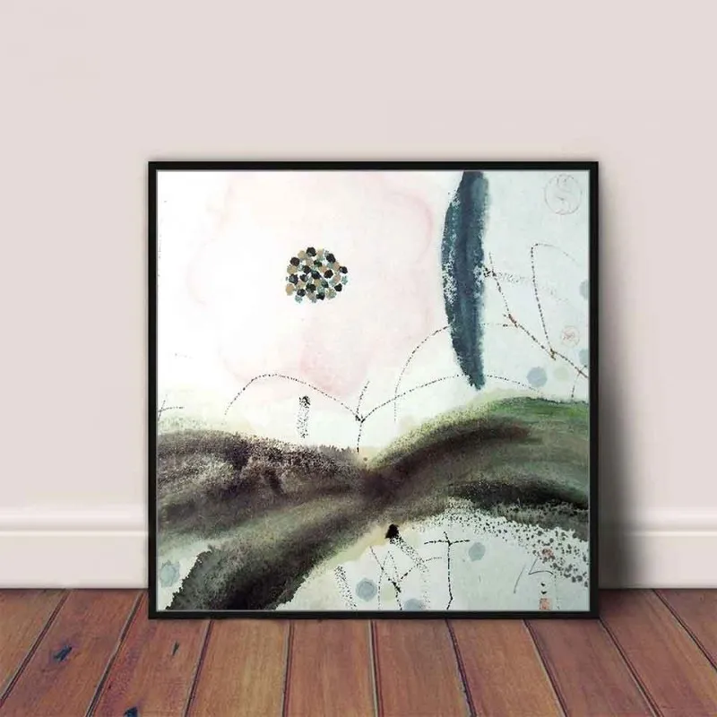 Tranh canvas hoa sen theo phong cách mực Tàu Trung Quốc